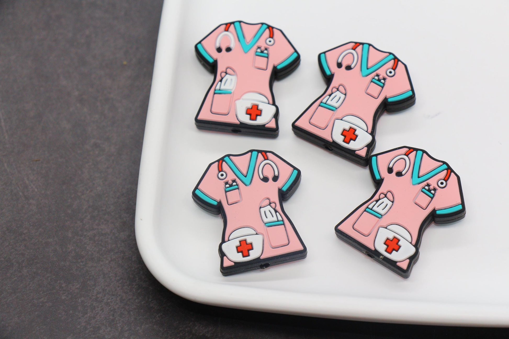 Nurse Scrub Silicone Beads with Medical Tools – Focal Beads for Badge Reels, Keychains, DIY Nurse Gifts