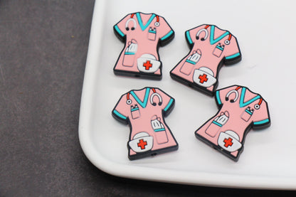Nurse Scrub Silicone Beads with Medical Tools – Focal Beads for Badge Reels, Keychains, DIY Nurse Gifts