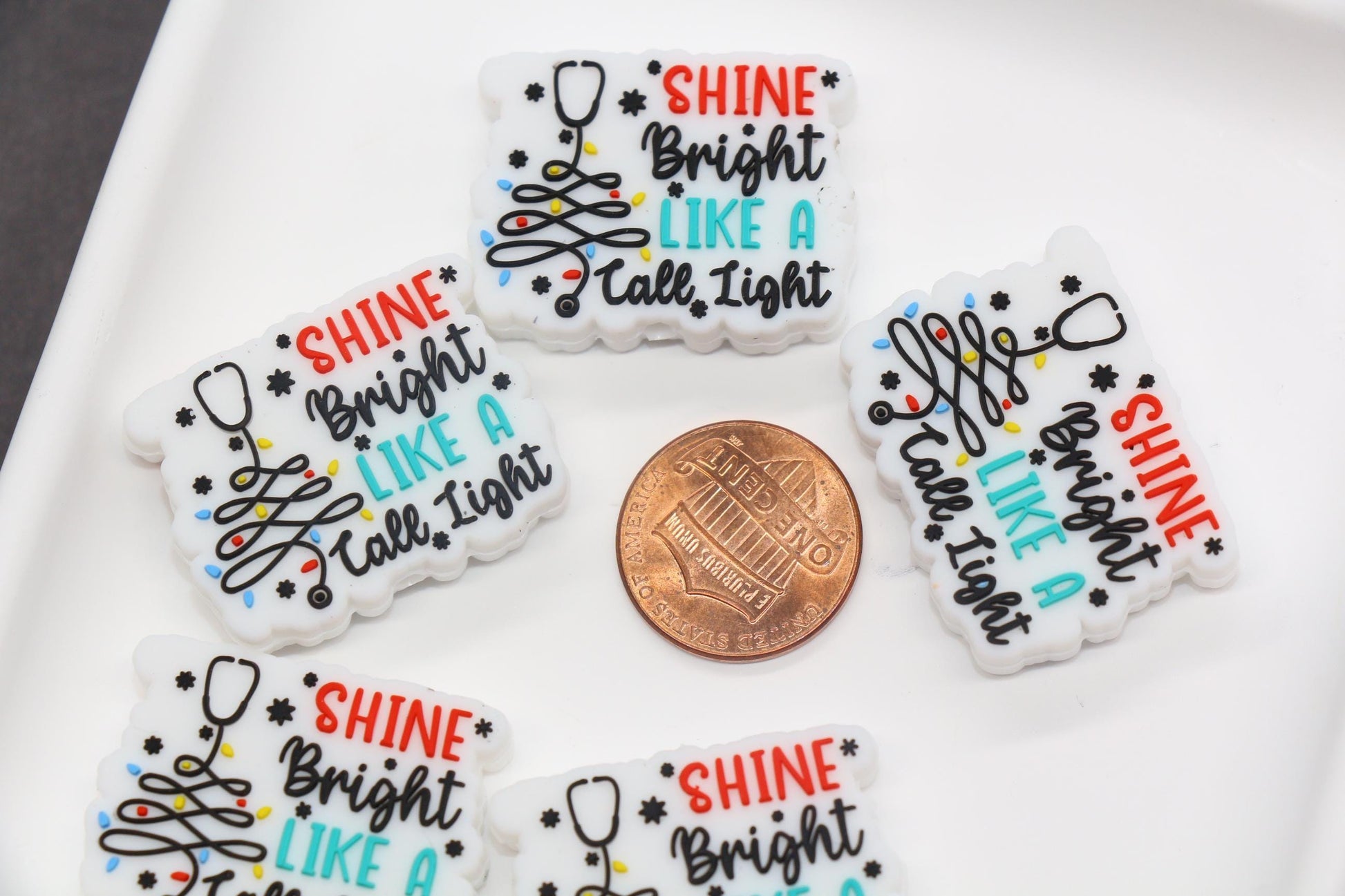 Shine Bright Like a Call Light Silicone Beads – Nurse Quote Focal Beads for Badge Reels, Keychains, DIY Gifts