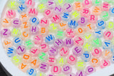 Glitter Letter Beads, Clear Acrylic Alphabet Beads with Neon Letters for Name Bracelets, Jewelry Making, DIY Crafts, Kids Bead Kits #3857