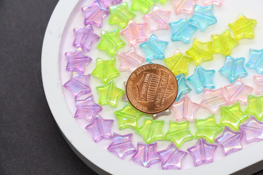 Iridescent Star Shape Beads, Mix Acrylic Star Beads, Jewelry Making Beads #3047