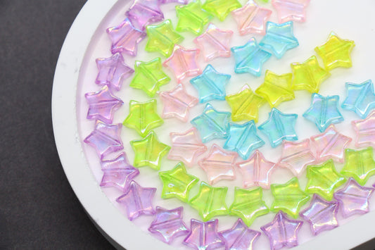 Iridescent Star Shape Beads, Mix Acrylic Star Beads, Jewelry Making Beads #3047