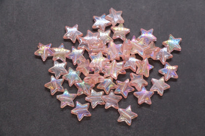 Iridescent Star Shape Beads, Mix Acrylic Star Beads, Jewelry Making Beads #3047
