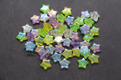 Iridescent Star Shape Beads, Mix Acrylic Star Beads, Jewelry Making Beads #3047