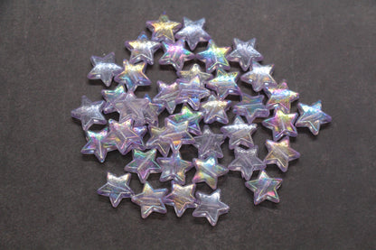 Iridescent Star Shape Beads, Mix Acrylic Star Beads, Jewelry Making Beads #3047