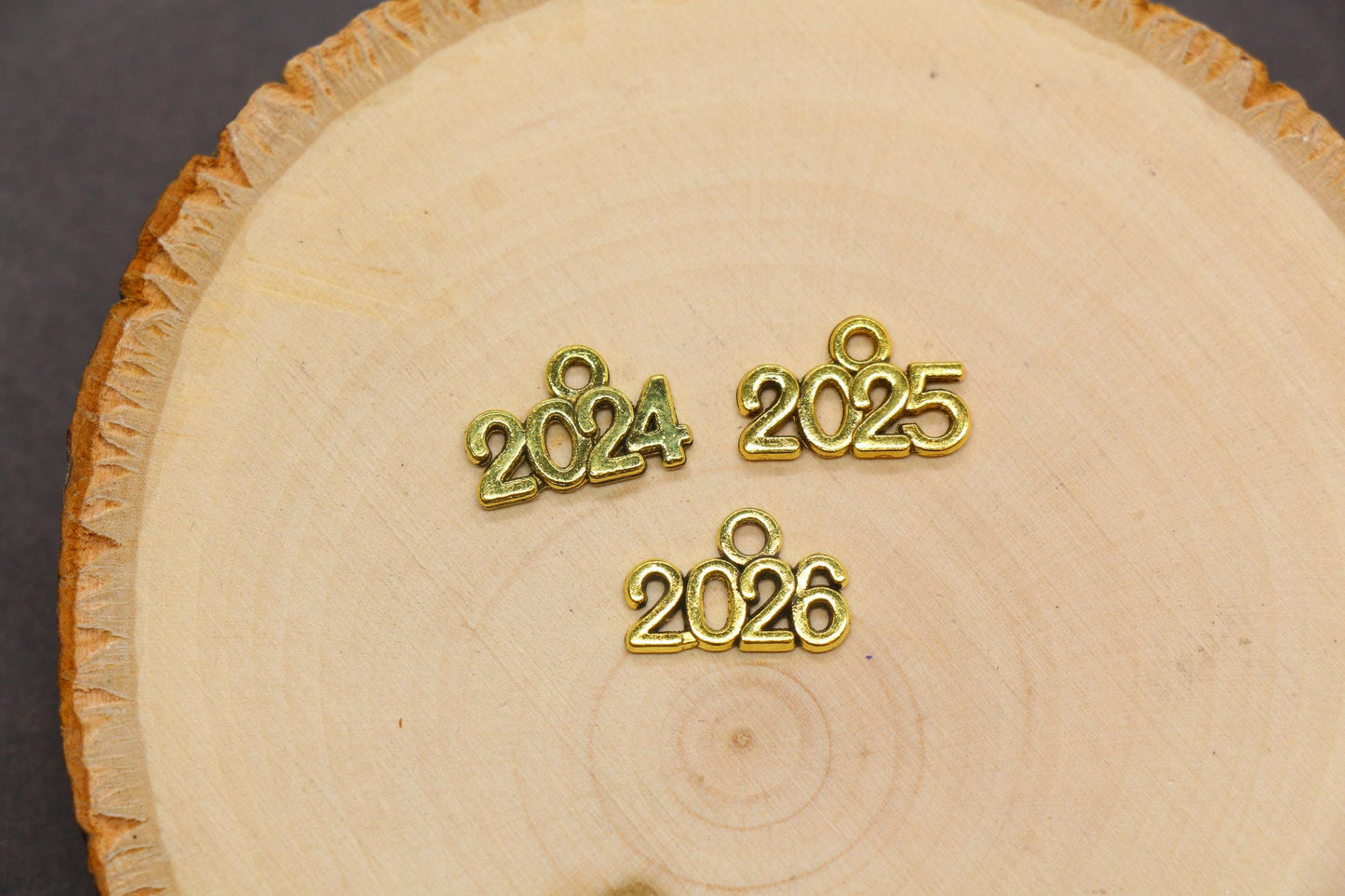 Year 2024 Charms, 2025 Charms, New Year Charms, Graduation Charms, Available in Silver, Rose Gold, Gold, Antique Gold, Bronze.