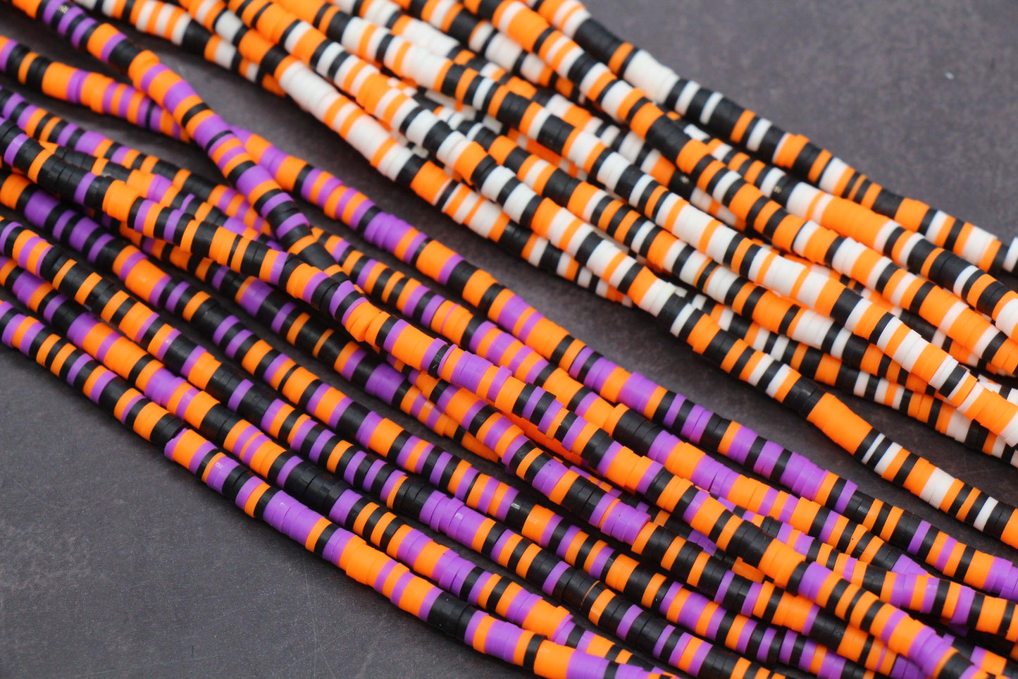 4mm Halloween Polymer Clay Heishi Beads, Flat Disc Beads Orange Black White Purple, DIY Jewelry Making Beads for Bracelets & Necklaces