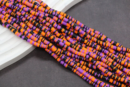 4mm Halloween Polymer Clay Heishi Beads, Flat Disc Beads Orange Black White Purple, DIY Jewelry Making Beads for Bracelets & Necklaces
