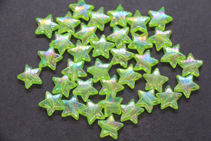 Iridescent Star Shape Beads, Mix Acrylic Star Beads, Jewelry Making Beads #3047