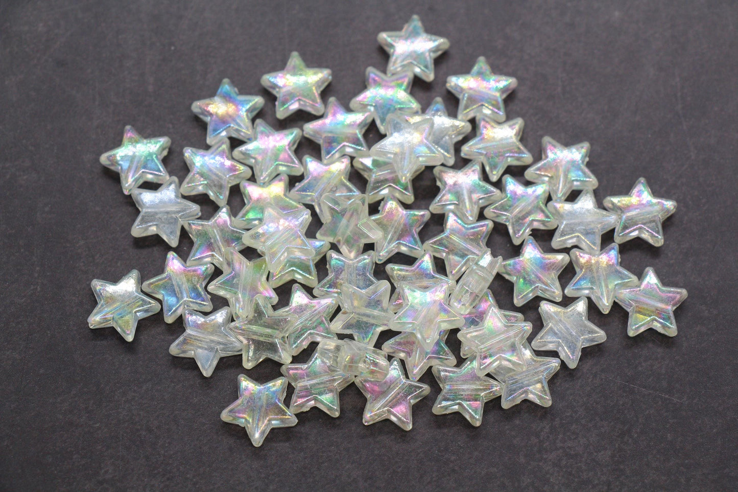Iridescent Star Shape Beads, Mix Acrylic Star Beads, Jewelry Making Beads #3047