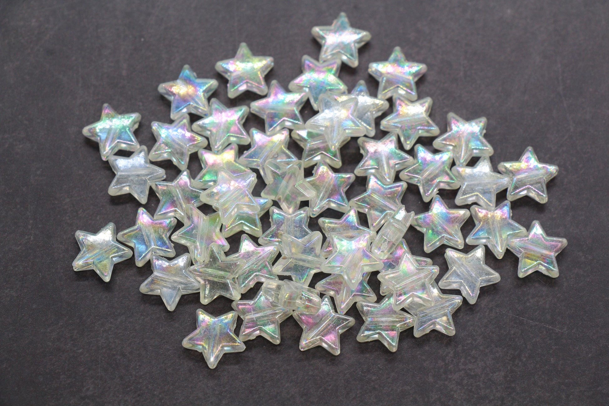 Iridescent Star Shape Beads, Mix Acrylic Star Beads, Jewelry Making Beads #3047