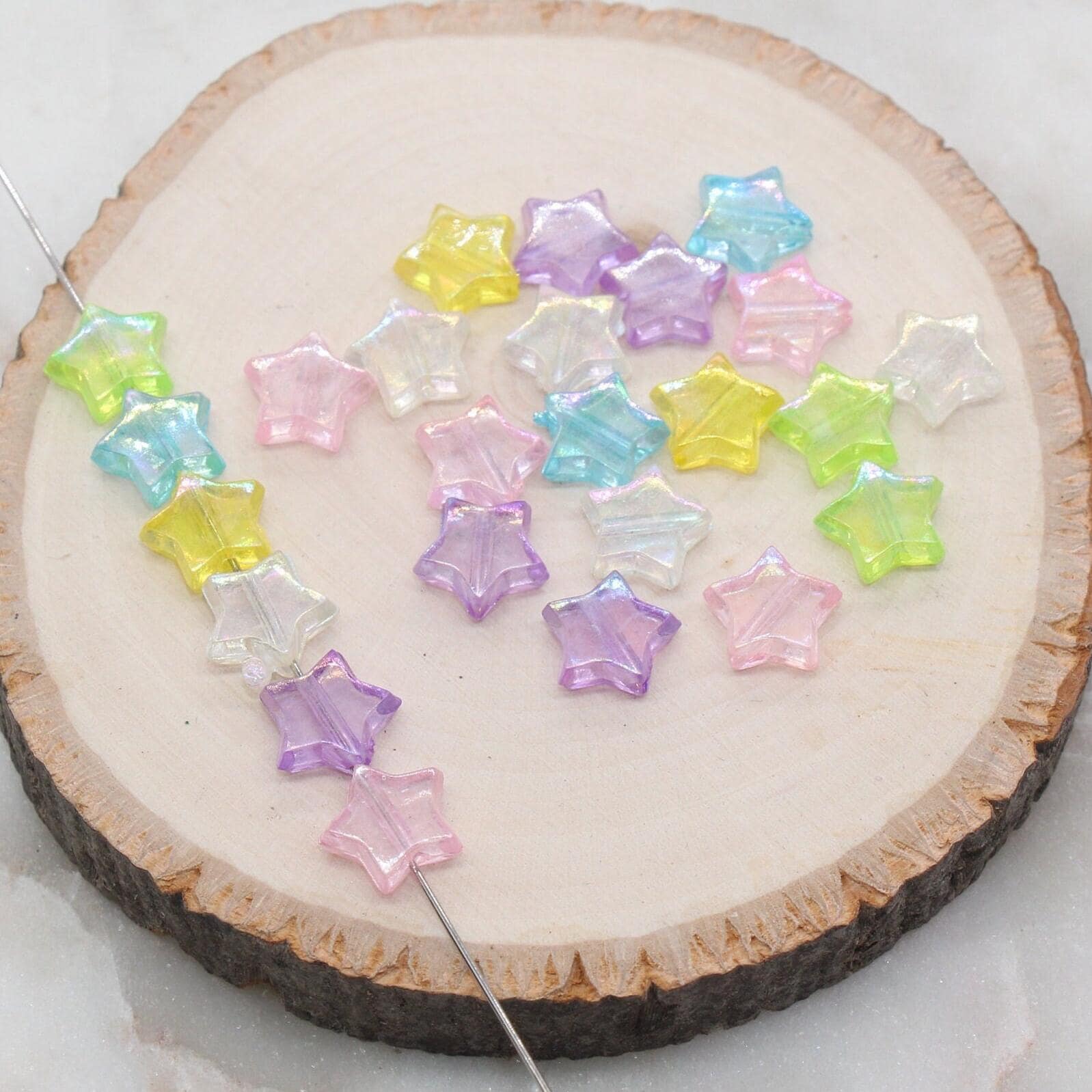 Iridescent Star Shape Beads, Mix Acrylic Star Beads, Jewelry Making Beads #3047
