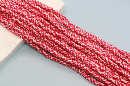 6mm Deep Pink Speckled Heishi Beads, Mix Polymer Clay Disc Beads, African Disc Beads, Jewelry Beads, Full Strand #658