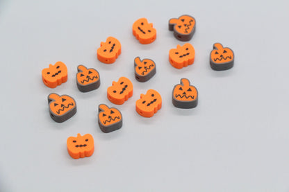 Halloween Pumpkin Polymer Clay Beads, Jack-o'-Lantern Beads for Jewelry Making, Spooky Season Crafts, Halloween Bracelets, Earrings