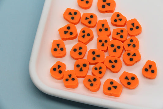 Halloween Skull Polymer Clay Beads, Orange & Pink Skull Beads for Jewelry Making, Day of the Dead Crafts, DIY Halloween Bracelets