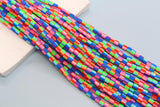 6mm Wide Column Chunky Polymer Clay Beads, Rainbow Striped Heishi Spacer Beads, Clay Tube Beads, Barrel Beads Heishi Beads #850