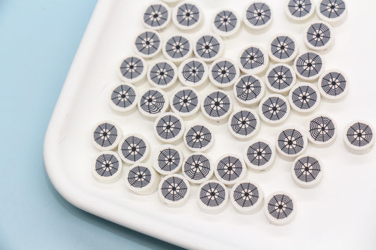 Spider Web Beads, Polymer Clay Halloween Beads, Round Spider Web Clay Beads for Bracelets & Kids Crafts, #92