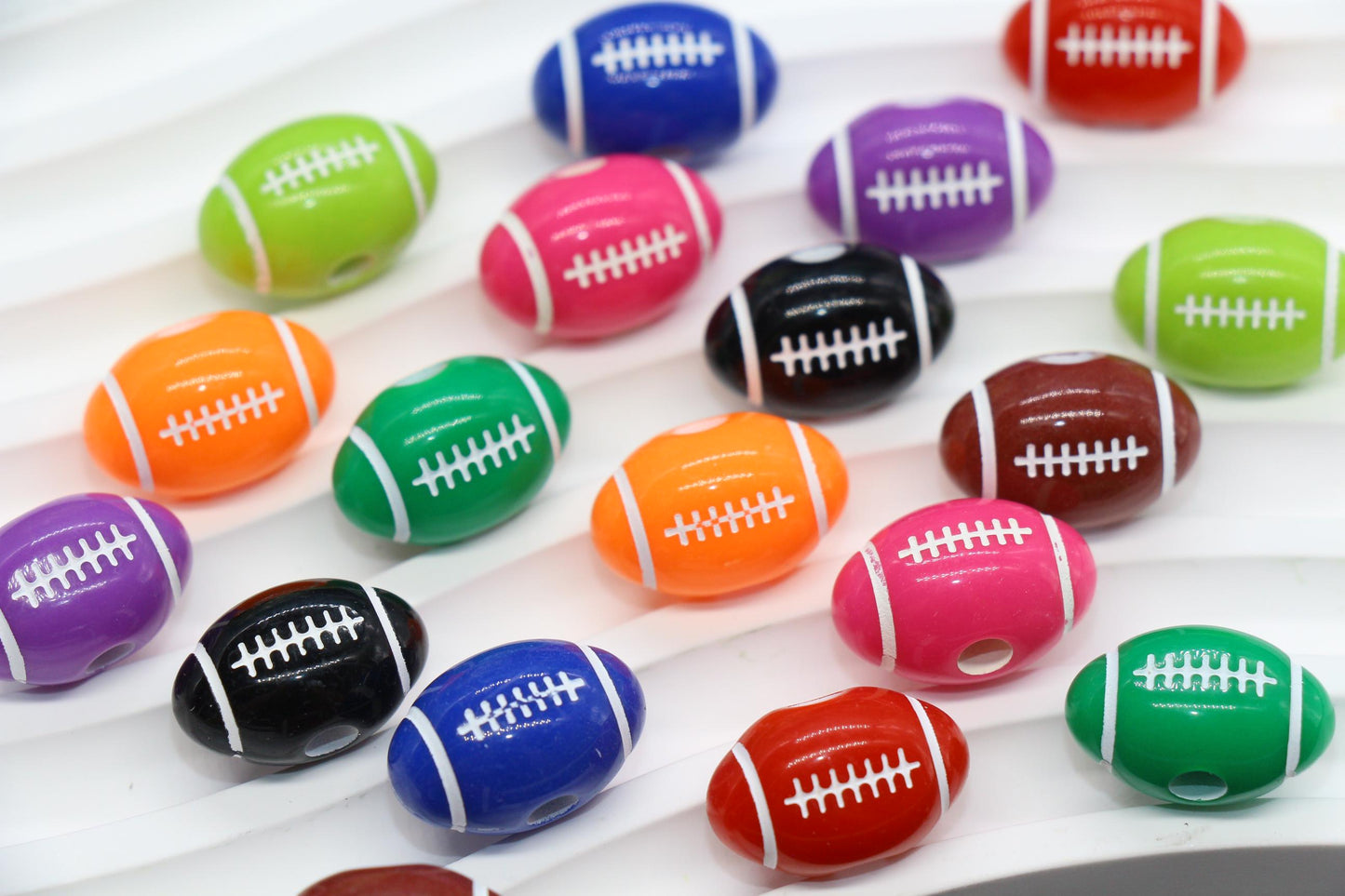 Football Beads, Acrylic Sports Beads in Bright Colors for Jewelry Making, Team Spirit Beads, Ideal for Bracelets & Accessories