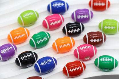 Football Beads, Acrylic Sports Beads in Bright Colors for Jewelry Making, Team Spirit Beads, Ideal for Bracelets & Accessories