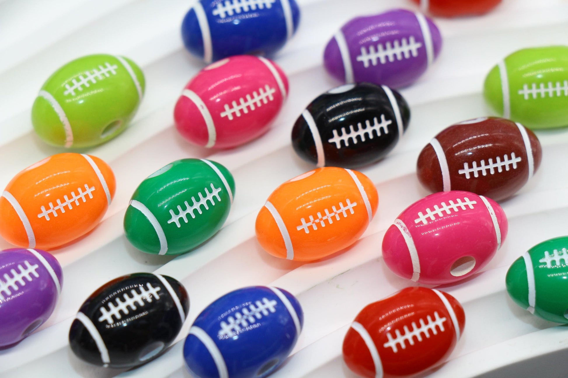 Football Beads, Acrylic Sports Beads in Bright Colors for Jewelry Making, Team Spirit Beads, Ideal for Bracelets & Accessories