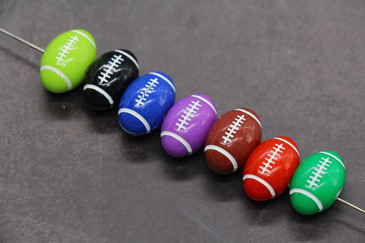 Football Beads, Acrylic Sports Beads in Bright Colors for Jewelry Making, Team Spirit Beads, Ideal for Bracelets & Accessories