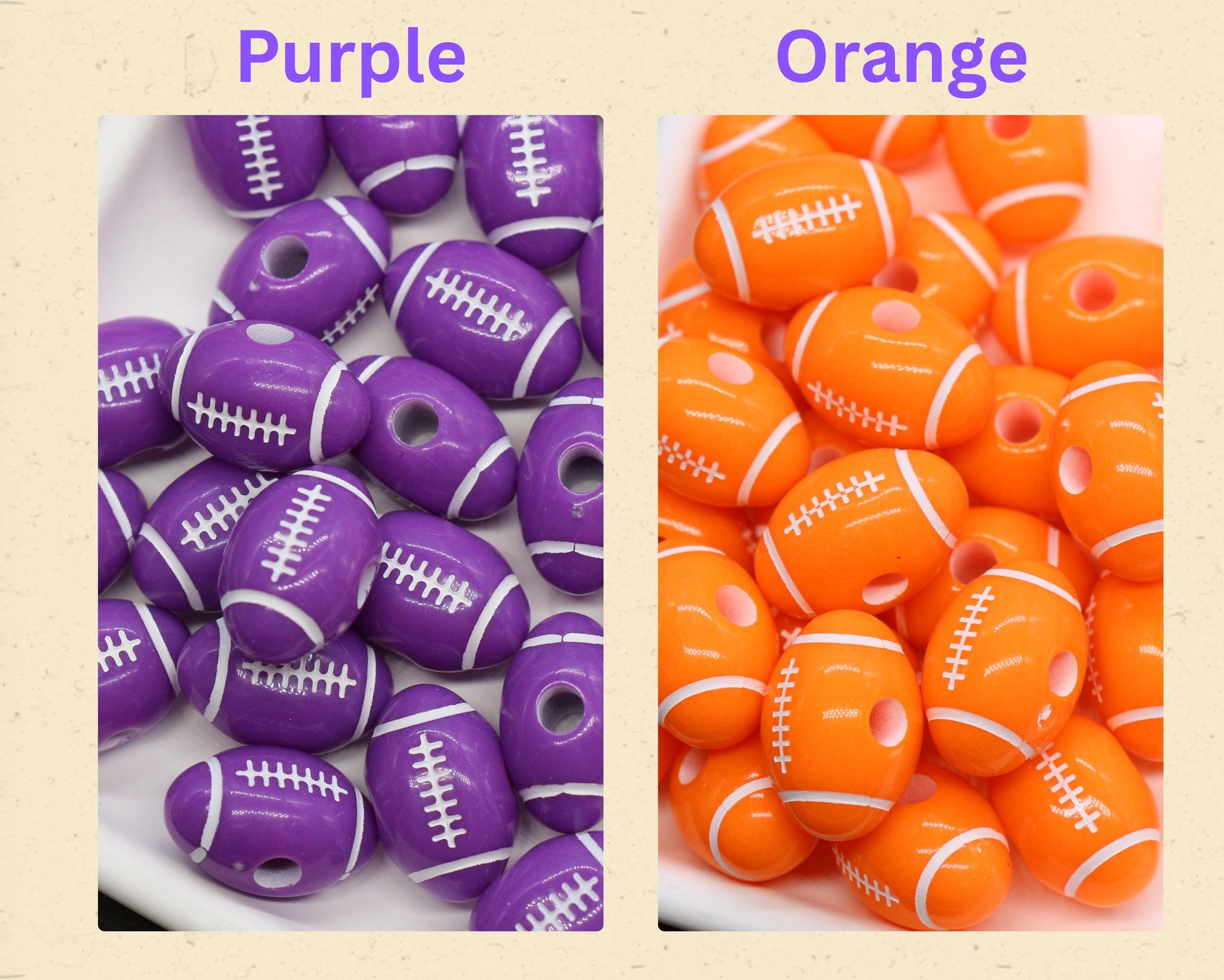 Football Beads, Acrylic Sports Beads in Bright Colors for Jewelry Making, Team Spirit Beads, Ideal for Bracelets & Accessories