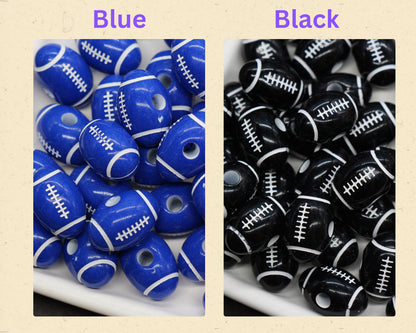 Football Beads, Acrylic Sports Beads in Bright Colors for Jewelry Making, Team Spirit Beads, Ideal for Bracelets & Accessories