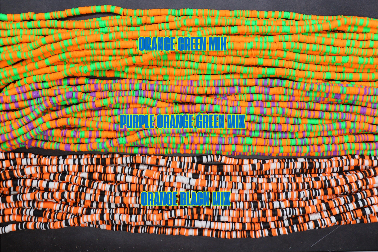 6mm Halloween Heishi Beads, Polymer Clay Flat Disc Beads, Spooky Season Beads Orange Black Purple Green, Jewelry Making Supplies