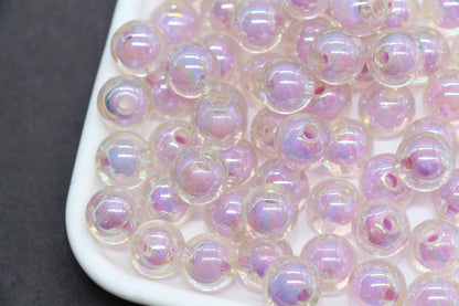 12mm Iridescent Light Purple Gumball Beads, AB Round Acrylic Loose Beads, Bubblegum Beads for Jewelry Making, Glossy Shinny Beads #1959