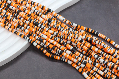 4mm Halloween Polymer Clay Heishi Beads, Flat Disc Beads Orange Black White Purple, DIY Jewelry Making Beads for Bracelets & Necklaces