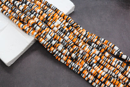 6mm Halloween Heishi Beads, Polymer Clay Flat Disc Beads, Spooky Season Beads Orange Black Purple Green, Jewelry Making Supplies