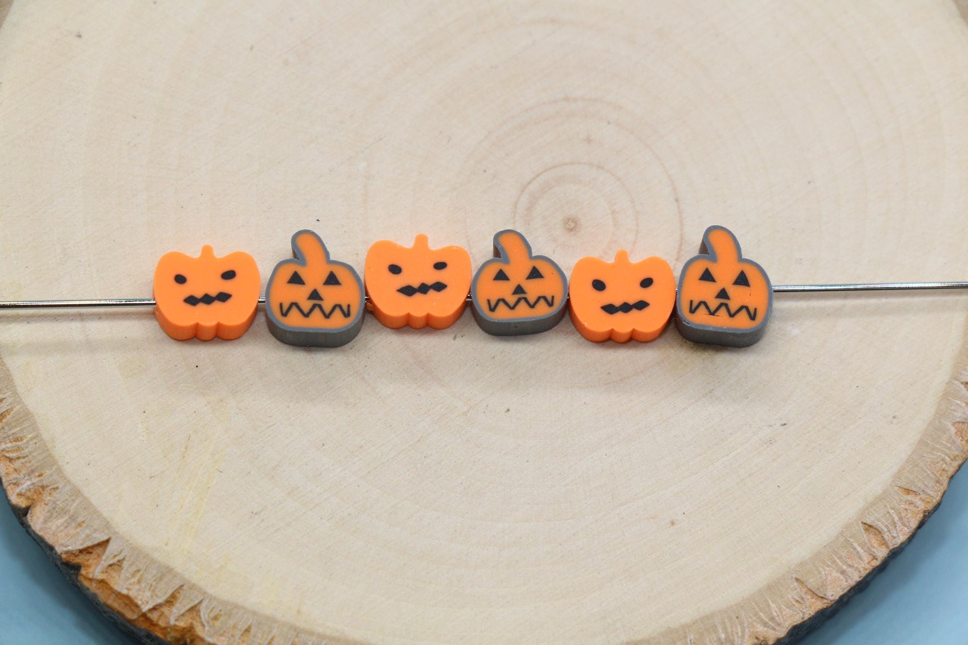 Halloween Pumpkin Polymer Clay Beads, Jack-o'-Lantern Beads for Jewelry Making, Spooky Season Crafts, Halloween Bracelets, Earrings