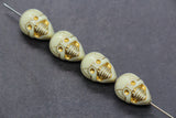 Gold Skull Beads, Ivory Acrylic Skeleton Beads with Metallic Gold Detailing for Halloween Jewelry, Spooky Craft Supplies #3875