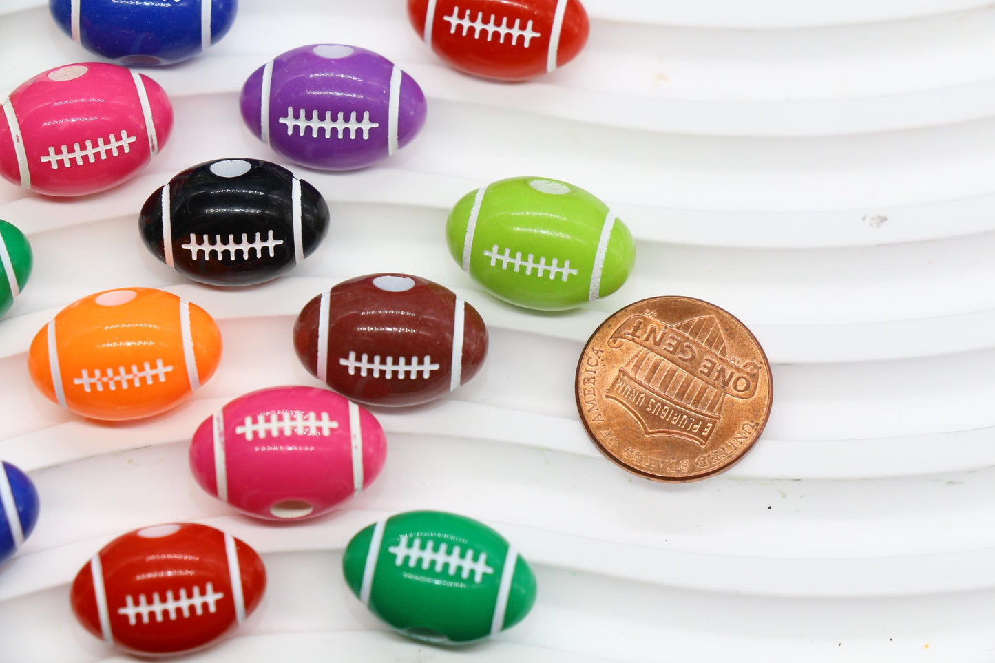 Football Beads, Acrylic Sports Beads in Bright Colors for Jewelry Making, Team Spirit Beads, Ideal for Bracelets & Accessories