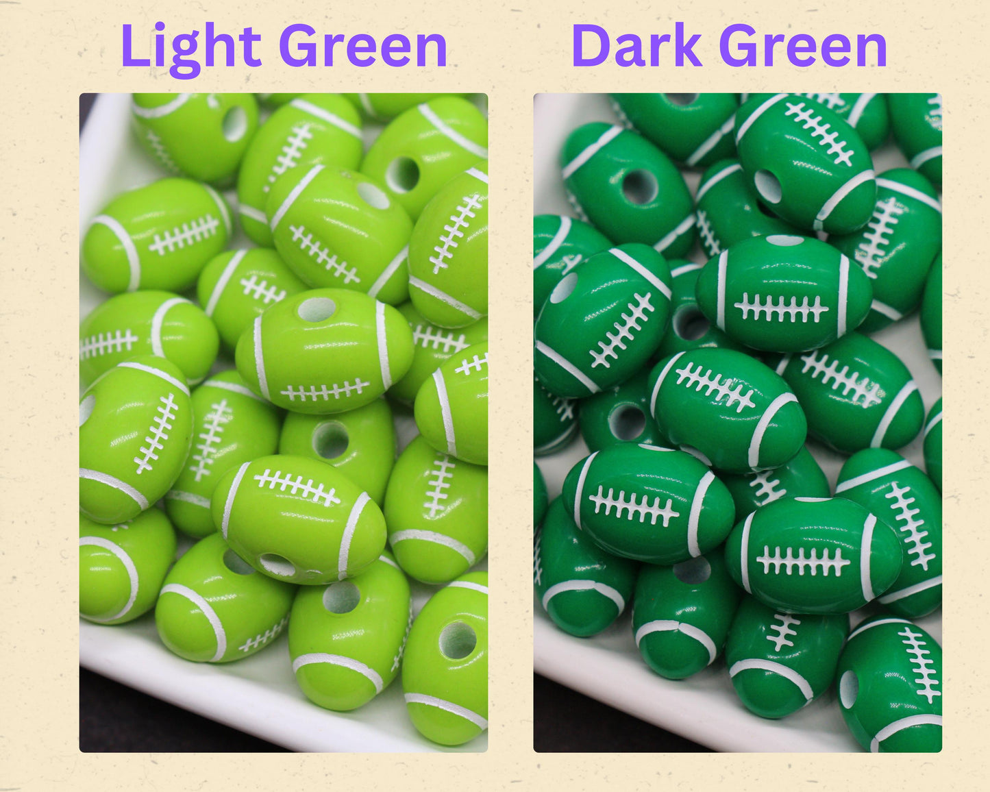 Football Beads, Acrylic Sports Beads in Bright Colors for Jewelry Making, Team Spirit Beads, Ideal for Bracelets & Accessories