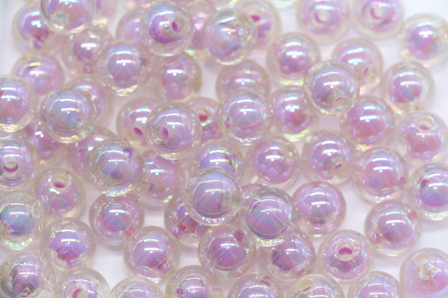 12mm Iridescent Light Purple Gumball Beads, AB Round Acrylic Loose Beads, Bubblegum Beads for Jewelry Making, Glossy Shinny Beads #1959