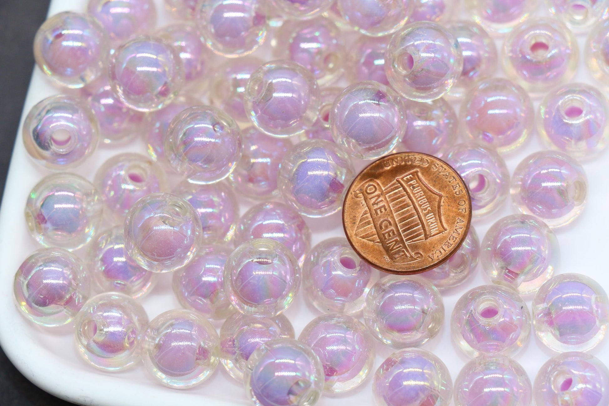 12mm Iridescent Light Purple Gumball Beads, AB Round Acrylic Loose Beads, Bubblegum Beads for Jewelry Making, Glossy Shinny Beads #1959