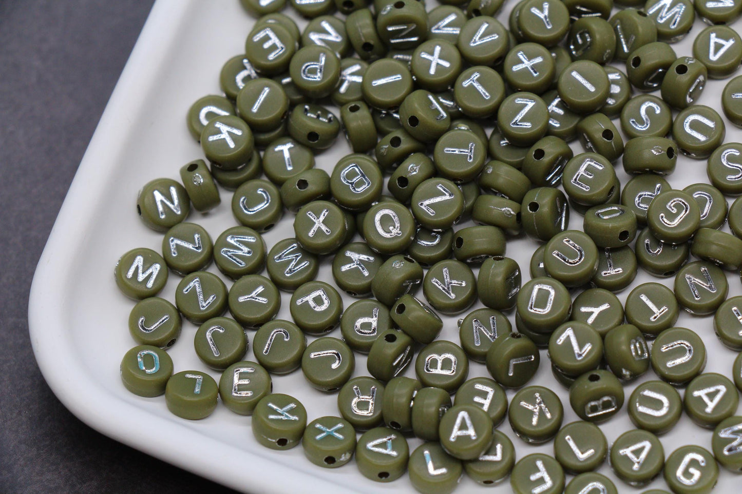 Mixed Silver Letter Beads, Round Plastic Alphabet Beads for Jewelry Making, Bright Colorful DIY Beads for Bracelets, Necklaces, Custom Names