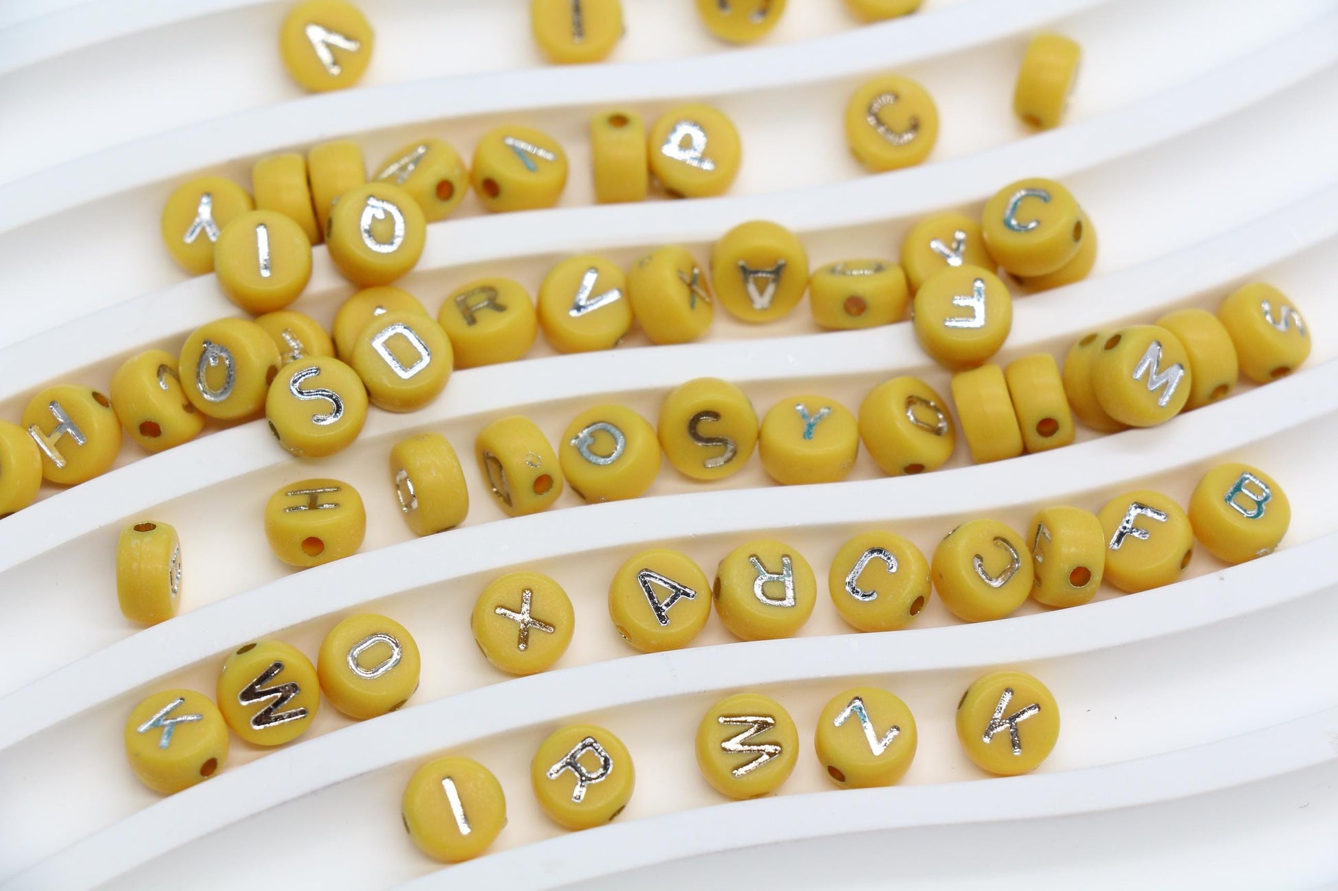 Mixed Silver Letter Beads, Round Plastic Alphabet Beads for Jewelry Making, Bright Colorful DIY Beads for Bracelets, Necklaces, Custom Names