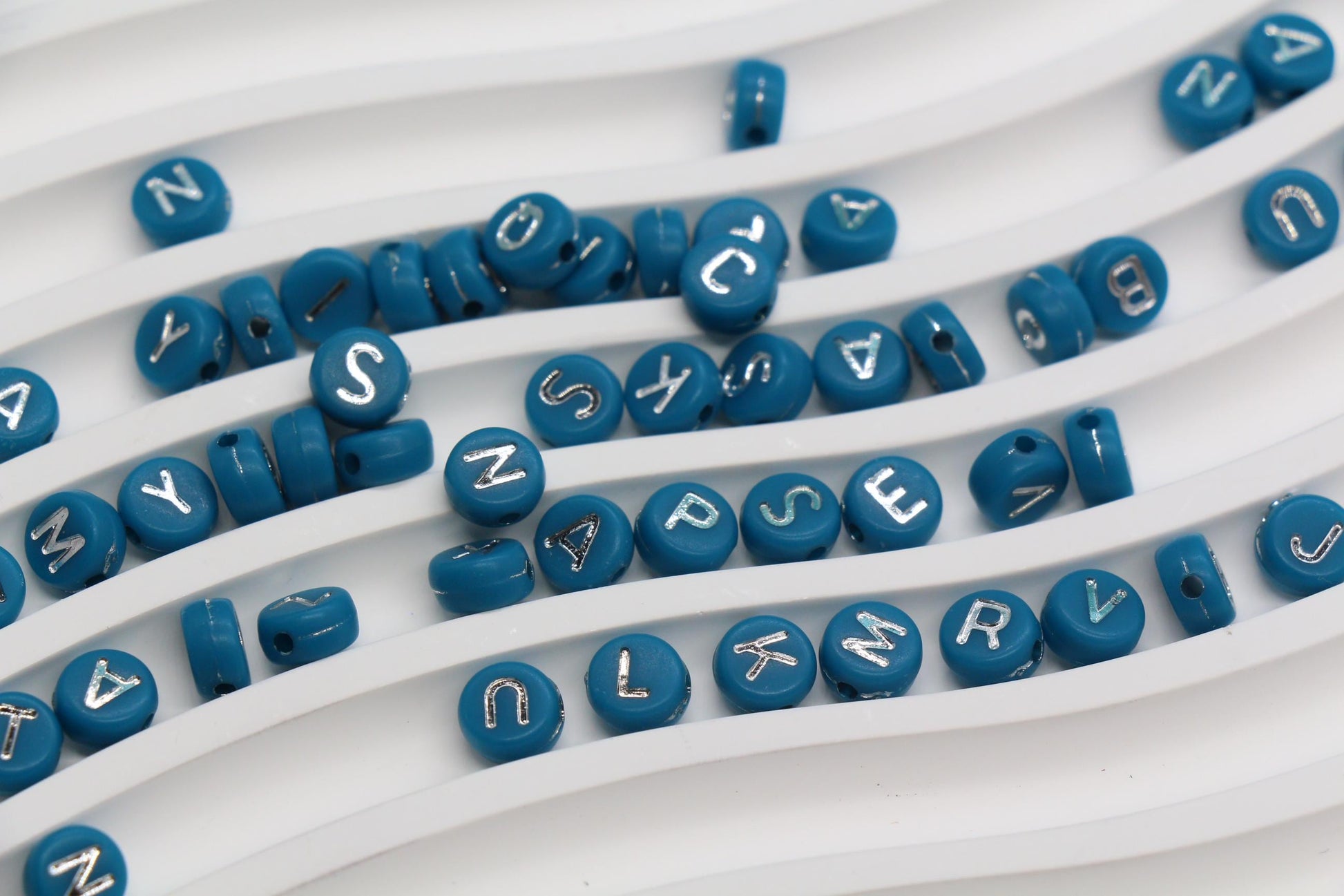 Mixed Silver Letter Beads, Round Plastic Alphabet Beads for Jewelry Making, Bright Colorful DIY Beads for Bracelets, Necklaces, Custom Names