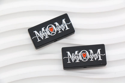 Best Mom & Dad Ever Silicone Focal Beads, Rectangular Letter Beads for Keychains, Bracelets, DIY Crafts, Gift for Mom, Dad