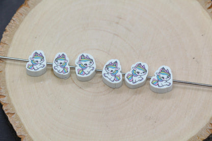 Unicorn Beads for Bracelets, Polymer Clay Beads, Cute Animal Beads for Kids Jewelry Making, Kawaii Pony Beads, DIY Craft Supplies #369