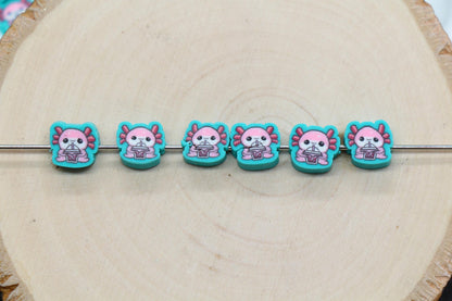 Axolotl Beads for Bracelets, Axolotl Polymer Clay Beads, Kawaii Animal Beads for Jewelry Making, Sea Creature Bead, DIY Craft Supplies #1019