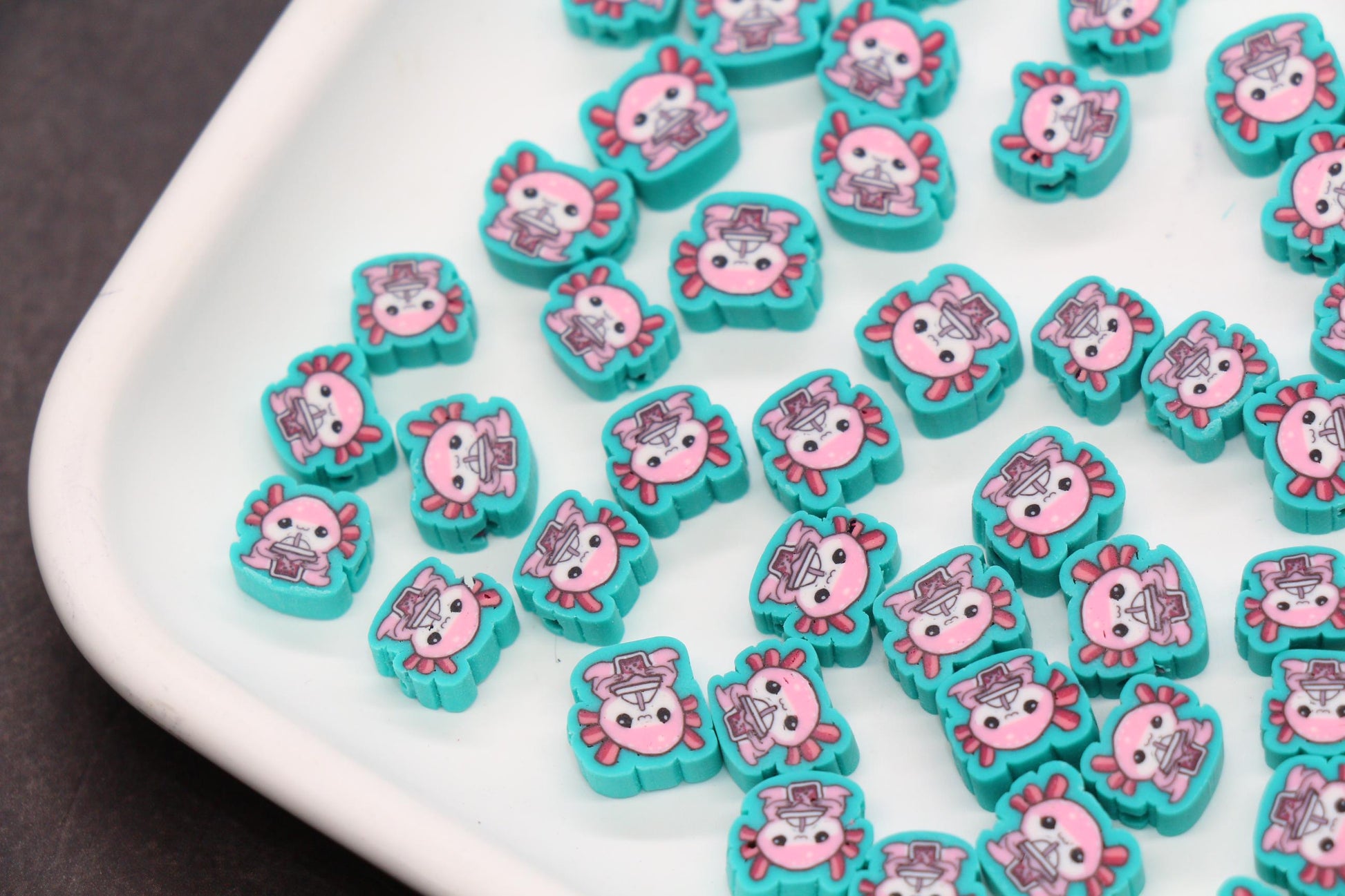 Axolotl Beads for Bracelets, Axolotl Polymer Clay Beads, Kawaii Animal Beads for Jewelry Making, Sea Creature Bead, DIY Craft Supplies #1019