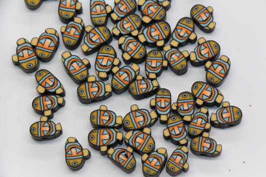 Clownfish Polymer Clay Beads, Ocean Animal Beads for Jewelry Making, Sea Life Beads for Bracelets, Fish Beads, Tropical Sea Creatures #1021