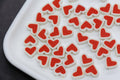 9mm-10mm red heart with white edge polymer clay beads, heart clay charms for bracelets