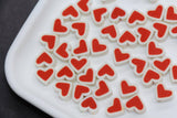 Red Heart Polymer Clay Beads – White Edge Heart Beads for Bracelets, Cute Love Beads, Valentine Beads for Jewelry Making #1022