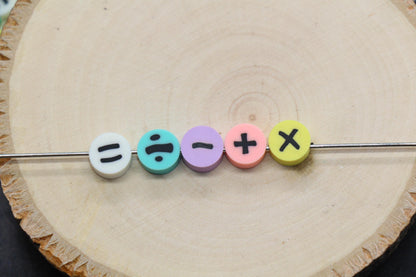 Pastel Math Symbol Polymer Clay Beads, Plus Minus Equal Beads Mix, Cute Kawaii Beads for Bracelets and Jewelry Making #1023