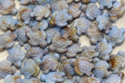 Marbled Turtle Acrylic Beads, 14mm Sea Turtle Beads for Jewelry Making, Ocean-Inspired Craft Supplies, Tropical Keychains