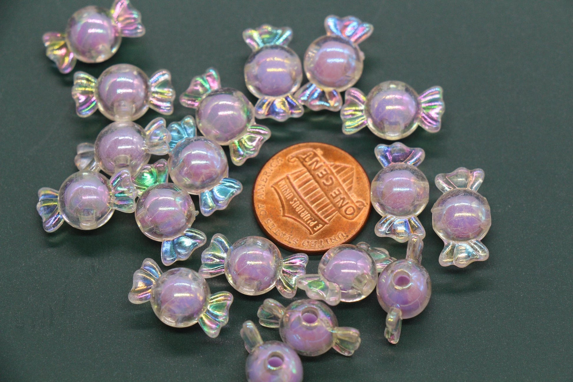 Iridescent Candy Beads, 16mm Wrapped Candy Beads for Jewelry Making, Kawaii Bracelet & Necklace DIY Supplies